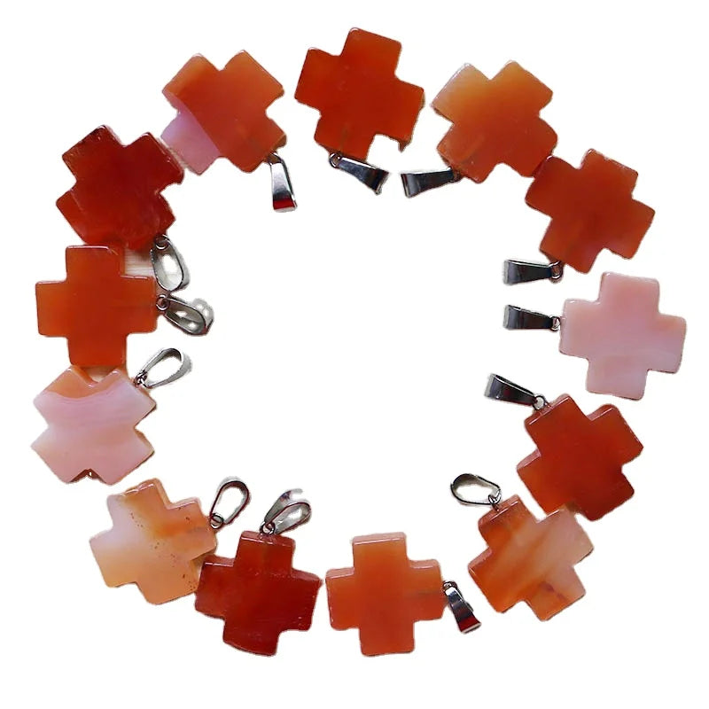 Huiying Creative chinese girlfriend gift pendant charm carnelian cross pendant jewelry