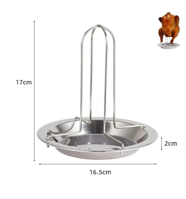 Stainless Roast Beercan Chicken Rack Steel Professional Holder Vertical Griller Table Industrial Drip Pan