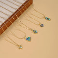 Wholesale Unique Stainless Steel Colorful Shell Geometric Heart Pendant Necklace Gold Plating Sweater Chain Necklace for Women