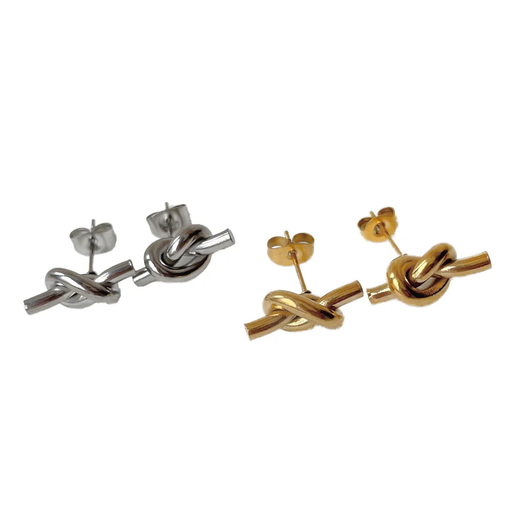 Kawaii Knot Drop Earrings for Women Stainless Steel Trendy Jewelry