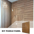 MUMU 3D Luxury Square Architectural Design Flexible Modern Decoration Solid Wood Wainscot TV Wall Panel