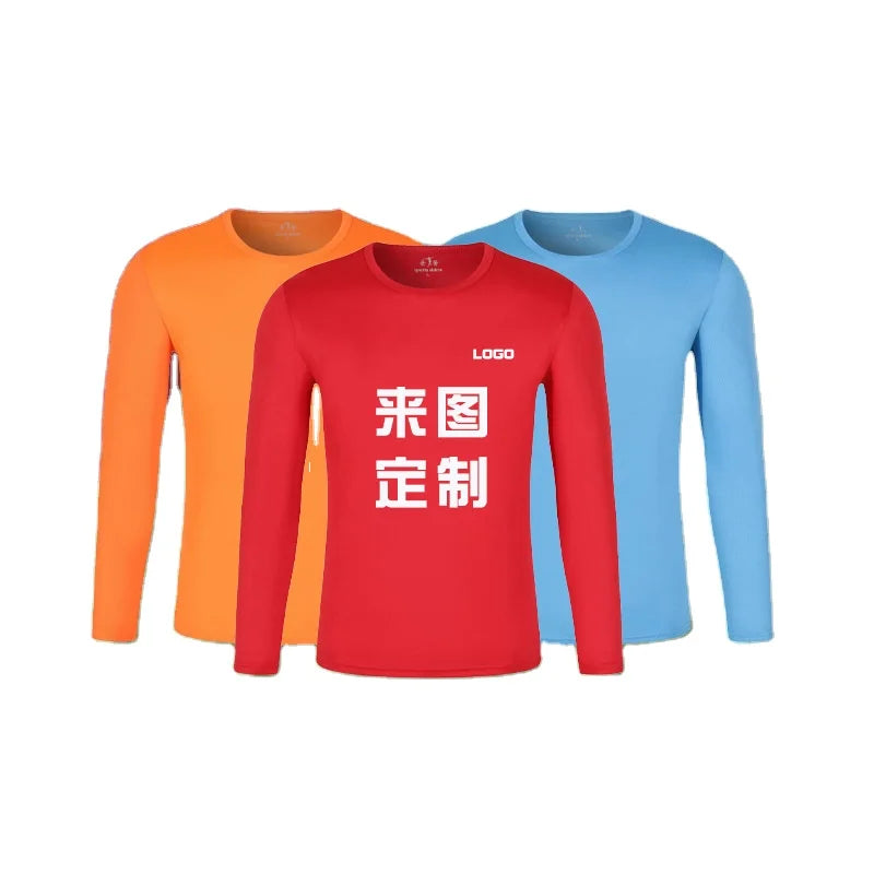 Custom Logo Long Sleeve T-Shirt for Boys Sport Running 100% Polyester T Shirt Quick Dry Gym T Shirt Fitness Shirts for Men