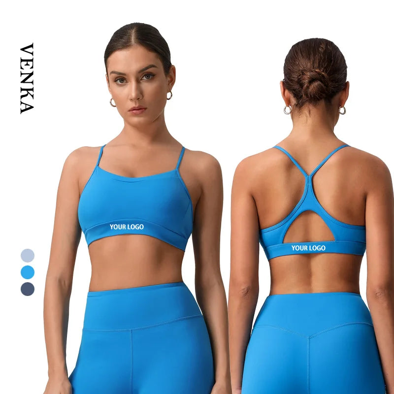 High Quality Gym Active Wear Women's High Impact Sports Top Cross Front Backless Beautiful Back Crop Top Nylon Workout Yoga Bra