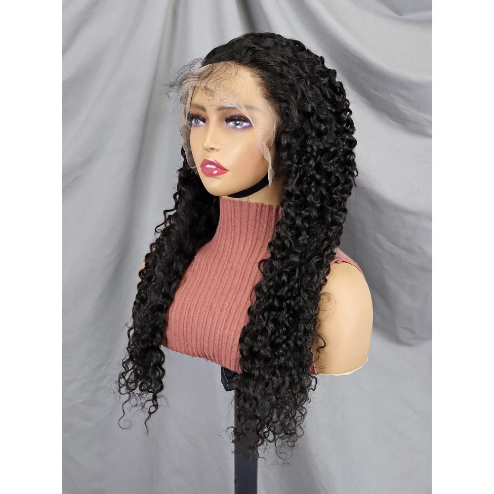 12A Natural Black Brazilian Water Wave Lace Front Wigs Human Hair Pre Plucked Wholesale