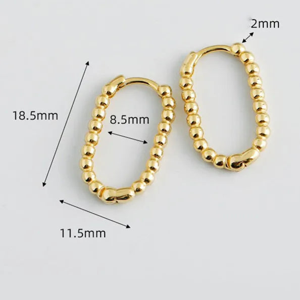 Classic Beaded Huggie Earrings 18K Gold Plated Jewelry Earrings Stainless Steel Women's Jewelry for Party Gift