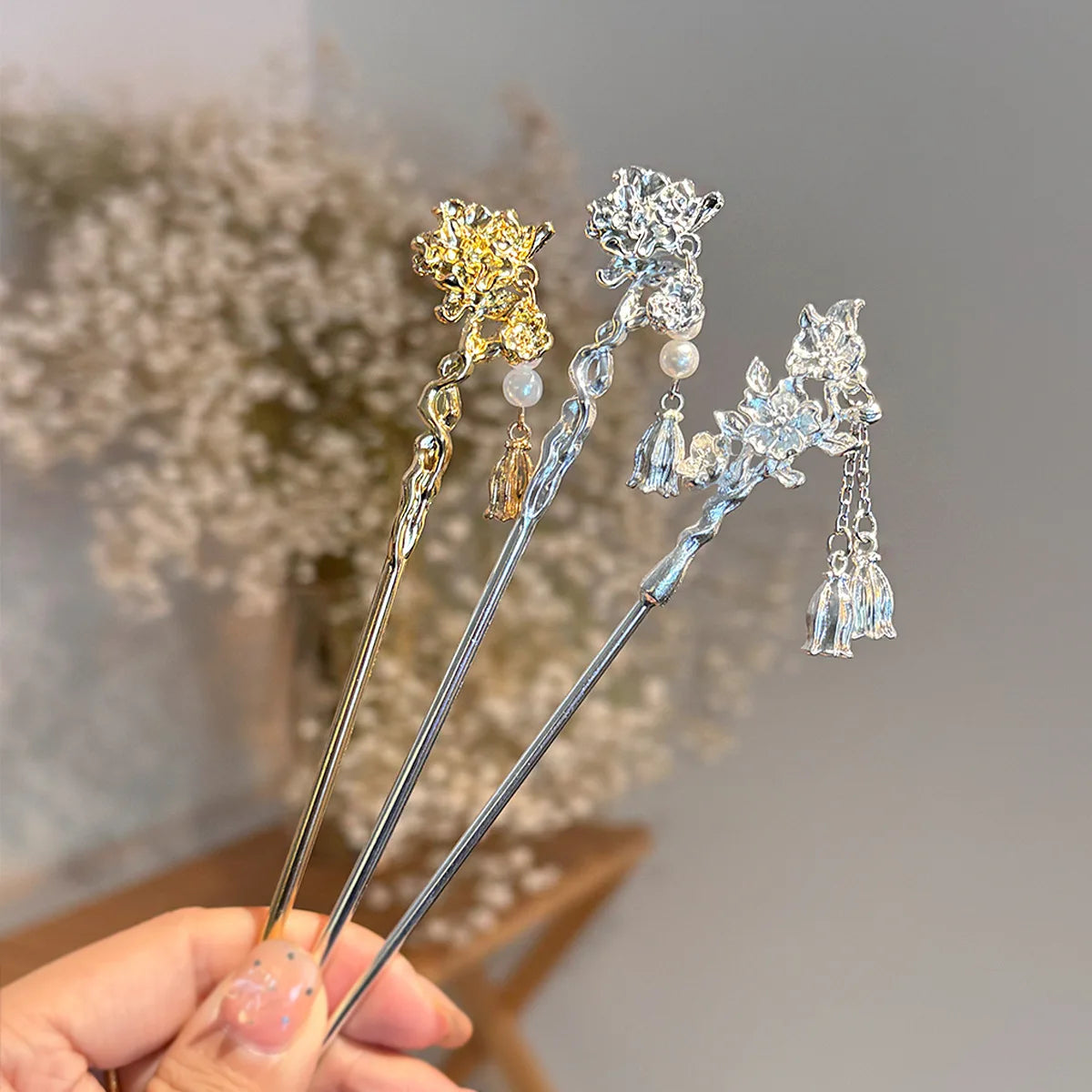 Vintage Chinese Style Metal Chopsticks Hair Stick for Women Handmade Hairpins Jewelry Accessories Hair Ornaments