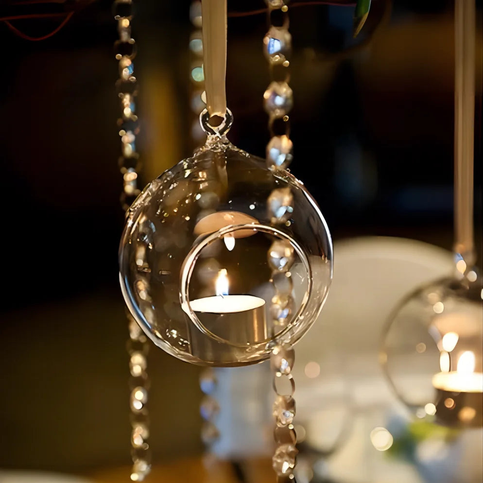 Wholesale Customized Clear Crystal Romantic Wedding Decorative Ball Wall Hanging Tealight Tea Light Glass Candle Holders