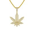 JINSE Zircon Pendants Jewelry Men Diamond Link Maple Leaf Cuban Chain Necklace