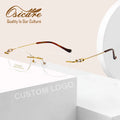 High Quality Pure Gold Eyeglass Metal 3 Piece Eye Wear Diff Eyewear Women Rimless Titanium Frames for Eye Glasses