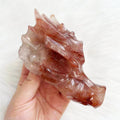 Red Fire Quartz Hematoid Crystal Dragon Heads Skulls Natural Hand Carved Red Hematoid Healing Crystal Dragon Skulls for Decor