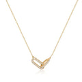 Daidan Cz Necklace Women Necklace Sterling Silver Dainty Gold Plated Interlocking Hollow Oval Pendant Necklace