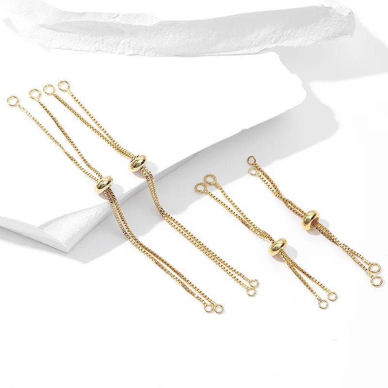 Wholesale in Stock 6cm 10cm Gold Plated Bracelet Custom Multicolor Adjustable Pull Snake Bone Bracelet with Rubber Stopper Beads