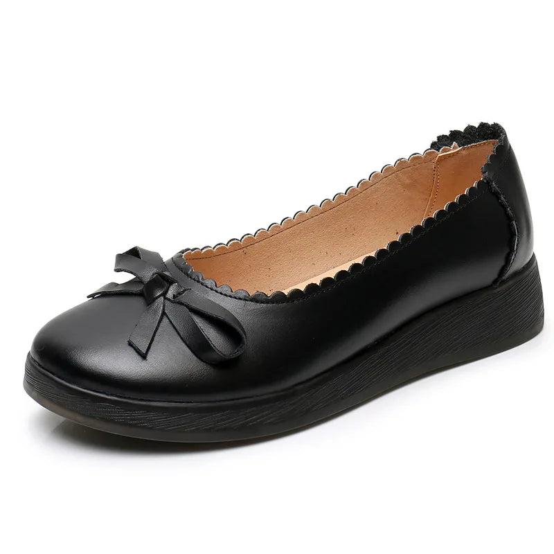 New Design Genuine Leather Comfort Soft Summer Light Hard-wearing Hotel Bank Staff Nurse Work Women Office Shoes