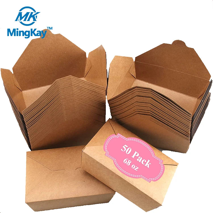 Terrax Factory PLA Coating Kraft Paper Lunch Boxes Wholesale Disposable Eco-friendly Biodegradable Compostable Noodle Cookie
