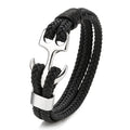 New Design Wholesale Handmade Stainless Steel Genuine Leather Cord Anchor Stainless Steel Bracelets for Men Women