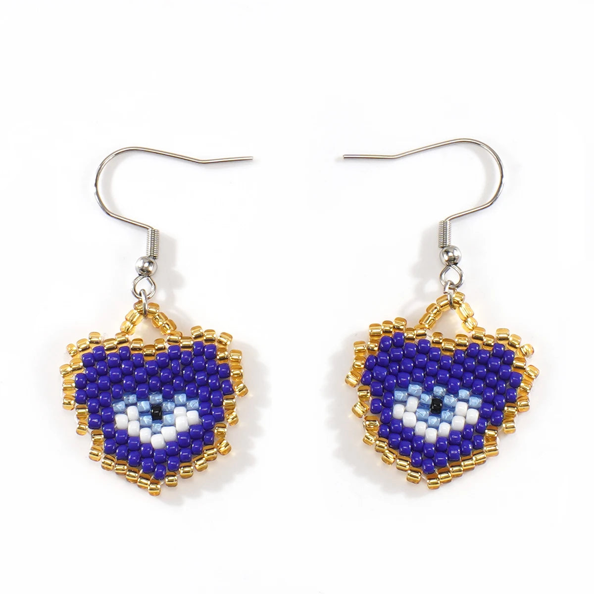 Go2boho Latest Boho Love Handmade Jewelry Heart Women Accessories Blue Color Evil Eye Seed Beed Earrings for Hediye Couple Gift