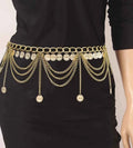 Vintage Gold Metal Multilayers Coin Tassel Dress Dance Belly Waist Chains for Women Party Body Jewelry