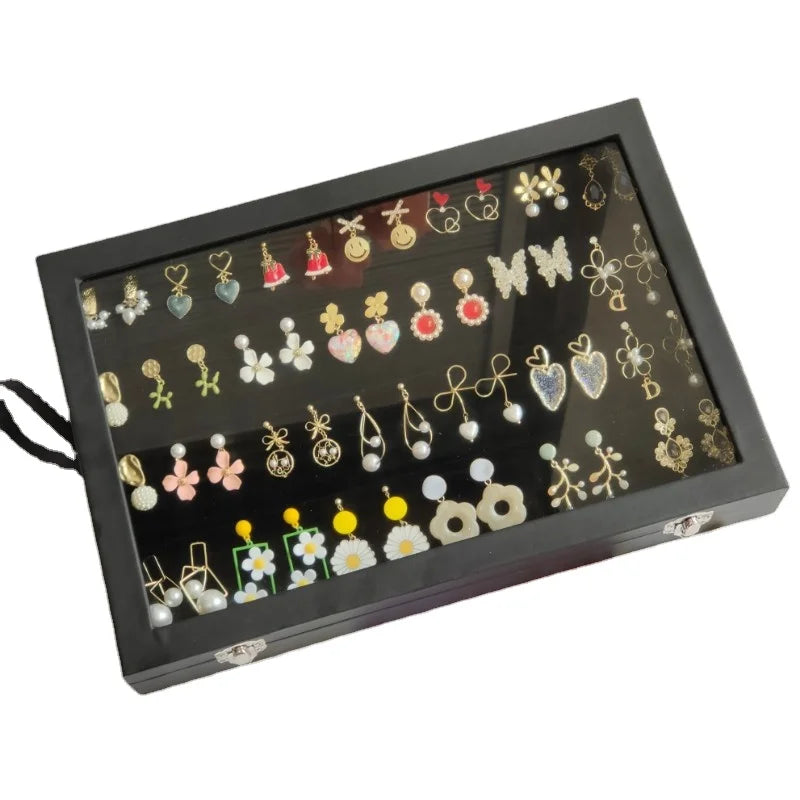 Large Size pink Jewelry Storage showcase Bracelet Necklace Earring Ring Packaging Jewelry Display Tray with Lid