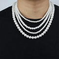 SC Hot Selling Vintage White Pearl Beaded Necklace Women Hip Hop Personalized 6mm 8mm 10mm Men Pearl Necklace 2022