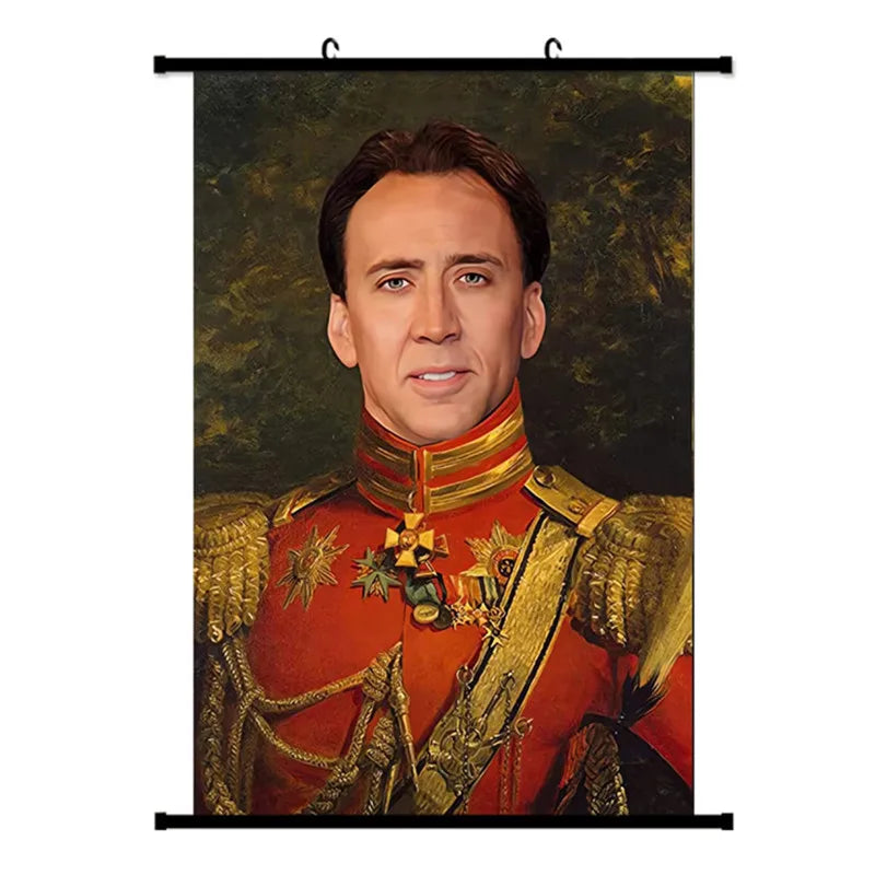 30*45CM USA Movies Art Canvas Funny Meme Religious Painting Tapestry Nicolas Cage Poster