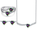 Luxury High End 925 Sterling Silver Black Heart Zircon Jewelry Set for Women