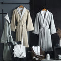 Custom Luxury 5 Star Hotel Logo Luxury Double Layer Peach Skin Bath Robe Plush Lined Polyester Spa Bathrobe