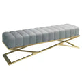 Modern Salon Sofa Bed End Stool High-Density Sponge Luxury Living Room Bench Golden Stainless Steel Legs Leather Velvet Chairs MegaBDM