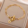 Star of David Charm Toggle Bracelet for Women Stainless Steel Paper Clip Chain Bracelets Amulet Jewish Jewelry Gift Wholesale