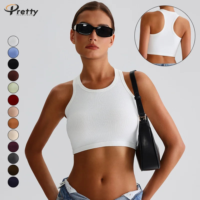 2025 Plus Size Custom Gym Wear Women Clothing Sleeveless Yoga Tops Ribbed Tank Top Workout Sportswear Casual Crop Top for Women