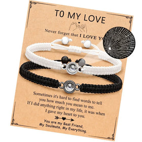 2pcs/card Fashion Lover Gift Handmade Adjustable Couple 100 Languages I Love You Bracelet Jewelry
