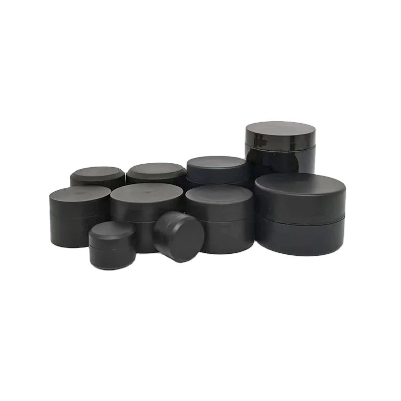 Customized 100ml Matte Black Plastic Jar With Lid 120ml 150ml 200ml Cosmetic Cream Conditioner Jar