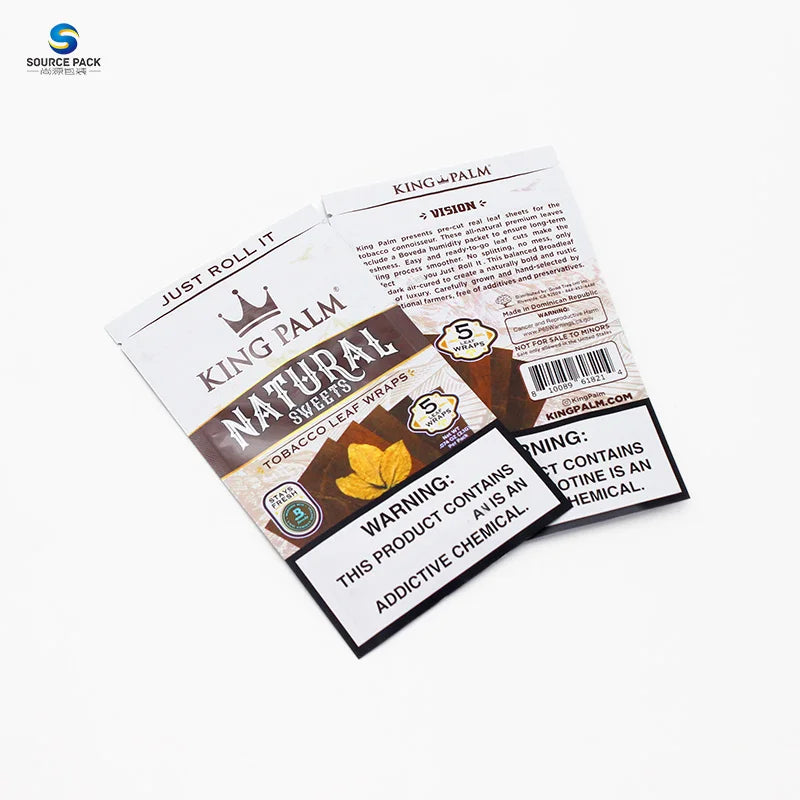 Digital Printed Wholesale Custom Logo Packaging Plastic Foil Three Heat Sealed Bag for Tobacco Cigar Leaf Wrap