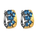 C7875 Abiding Shield 3 Years Long Lasting Two-Tone Plating Blue Topaz 925 Silver Earrings Factory