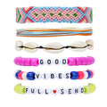 Handmade Beaded Bracelet Set in Candy Colors Cotton Thread and Shell Woven Adjustable for Unisex for Party Wedding or Gift