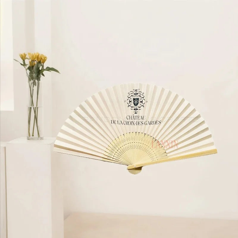Personalized Logo Wholesale Eco-Friendly Flower Design Custom Bamboo Satin Fabric Folding Hand Fans Japanese Promotional 21cm X