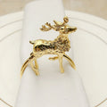 Cute Elk Decoration Gold Metal Napkin Holder 3D Reindeer Napkin Rings for Party