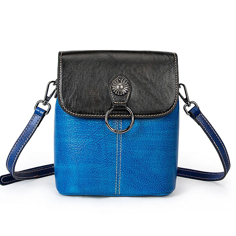 Women's Fashion Genuine Leather Crossbody Shoulder Bag Casual Tote with Zipper Closure Portable Small Capacity for Girls