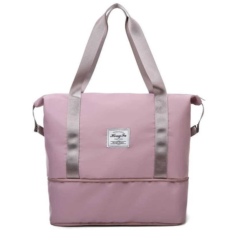 Large Capacity Exercise Fitness Duffel Bag for Ladies Wet Dry Separation Storage Portable Travel Luggage Expandable Fitness Bag