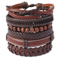 Wholesale Vintage Leather Handmade Woven Jewelry Men's Fashion Bracelets & Bangles 6pcs/set Stylish Accessories