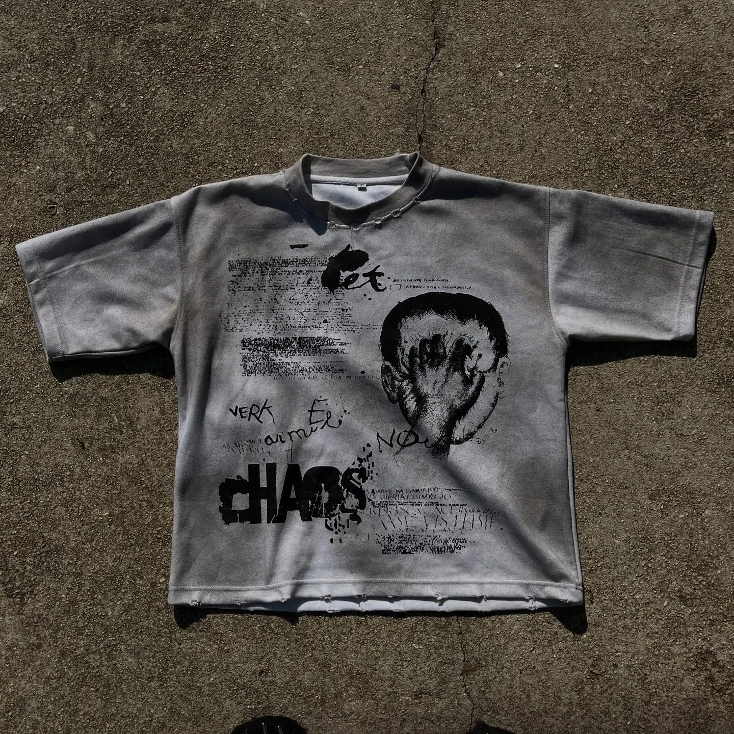 US Free Tex Cotton Acid Wash DTG Print Graphic T Shirt Hip Hop Dirty Wash Casual Oversized T-shirt for Men