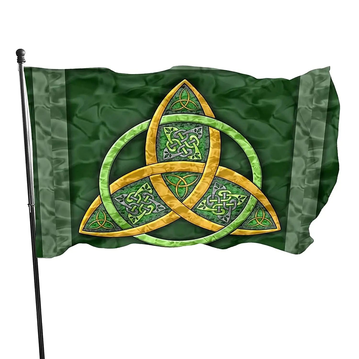 3x5ft Vivid Color Polyester Trinity Knot Ireland Flag Wall Decor for Yard Garden Decoration