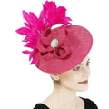 Women's Kentucky Derby Hat Hot pink Church Hats Wedding Cocktail Tea Party Ladies Fascinators for Women Formal Hats