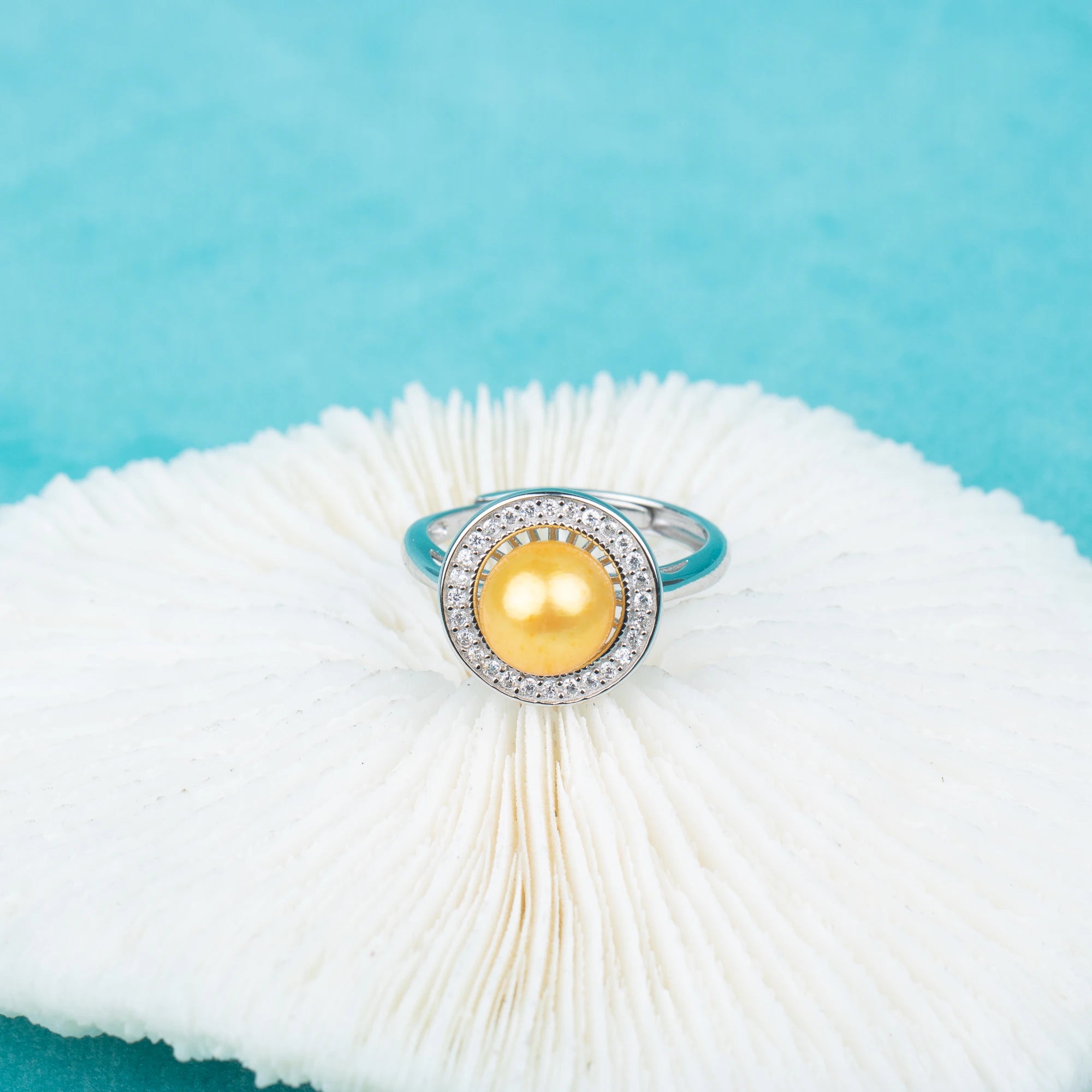 R030537 DIY 6-8mm Natural Freshwater Pearl Ring Accessory 925 Sterling Silver Adjustable Size Engagement Jewelry Ring for Women