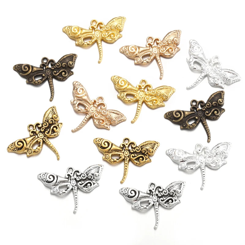 6 Colors Dragonfly Charms for Bracelets Necklace Pendant DIY Handmade Jewelry Making Accessories 20*28mm D2147