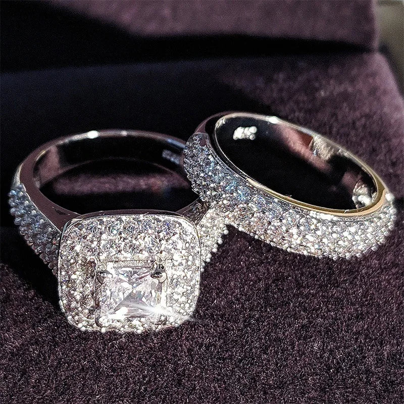 Hot Selling Luxury Women's Copper  Microset Ring with White Zircon Trendy Wedding Bands or Fashionable Rings