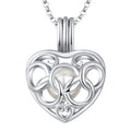 Charming Women Necklace Jewelry Locket 925 Sterling Silver Five Rings Heart Pearl Cage Pendant