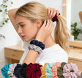 Bulk Wholesale Solid Color Linen-like Chiffon Elastic Hairbands Stylish Scrunchies Chiffon Bobble Ponytail Holders for Women