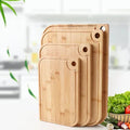 Portable Large Kitchen Set of 4 Rectangle Bamboo Cutting Board Chopping Board Set with groove