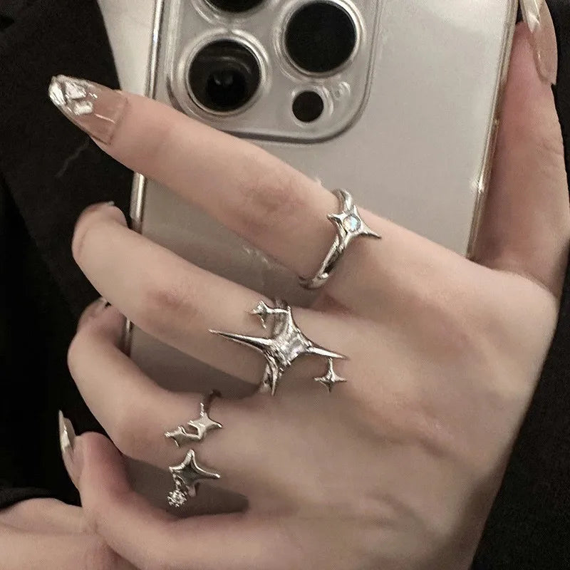 Fashionable and Personalized Niche Couple Joint Ring Instagram Design With Inlaid Zircon Texture Ring