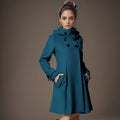 European Size Winter Double-Breasted Wool Coat Hooded Trench Hooded Cloak Shawl Coat for Women